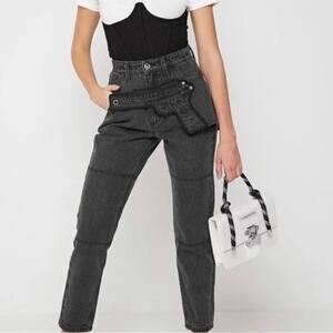 Maniere De Voir Black Denim High Rise Gun Heans size 8